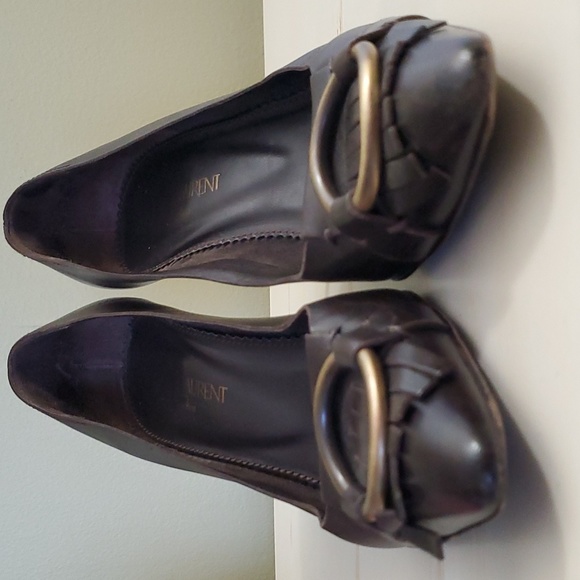 Yves Saint Laurent | Brown Fringed Leather Pumps Sz 37 1/2 - Picture 5 of 11